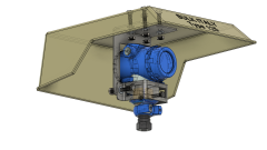 Sunshade direct mount bracket for to suit Rosemount 3051-style transmitters with horizontally-oriented housing